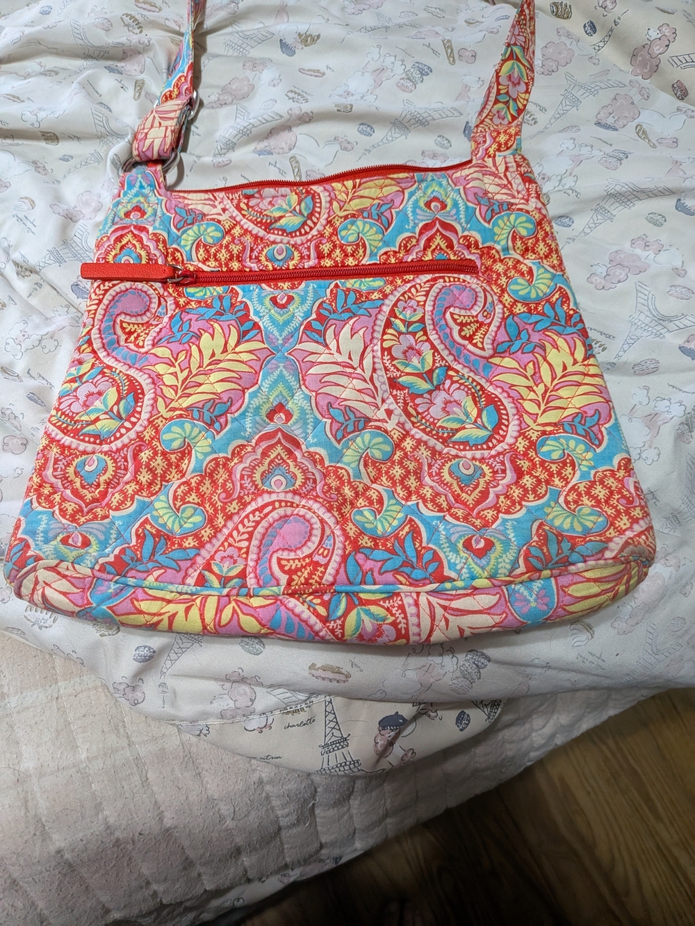 Vera Bradley Bright Paisley Crossbody Bag in Red, Pink, Blue, Yellow